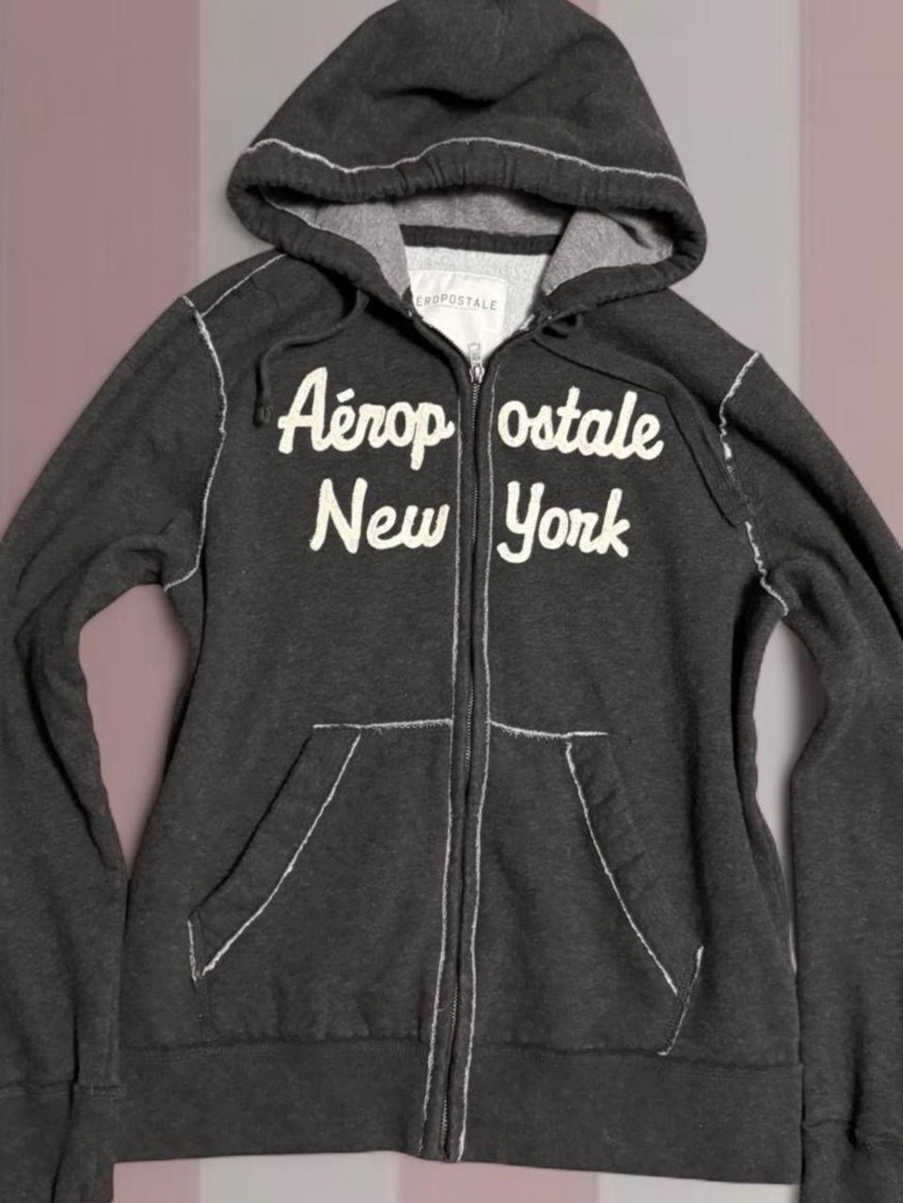 Aeropostale Unisex Grey Zip Hoodie